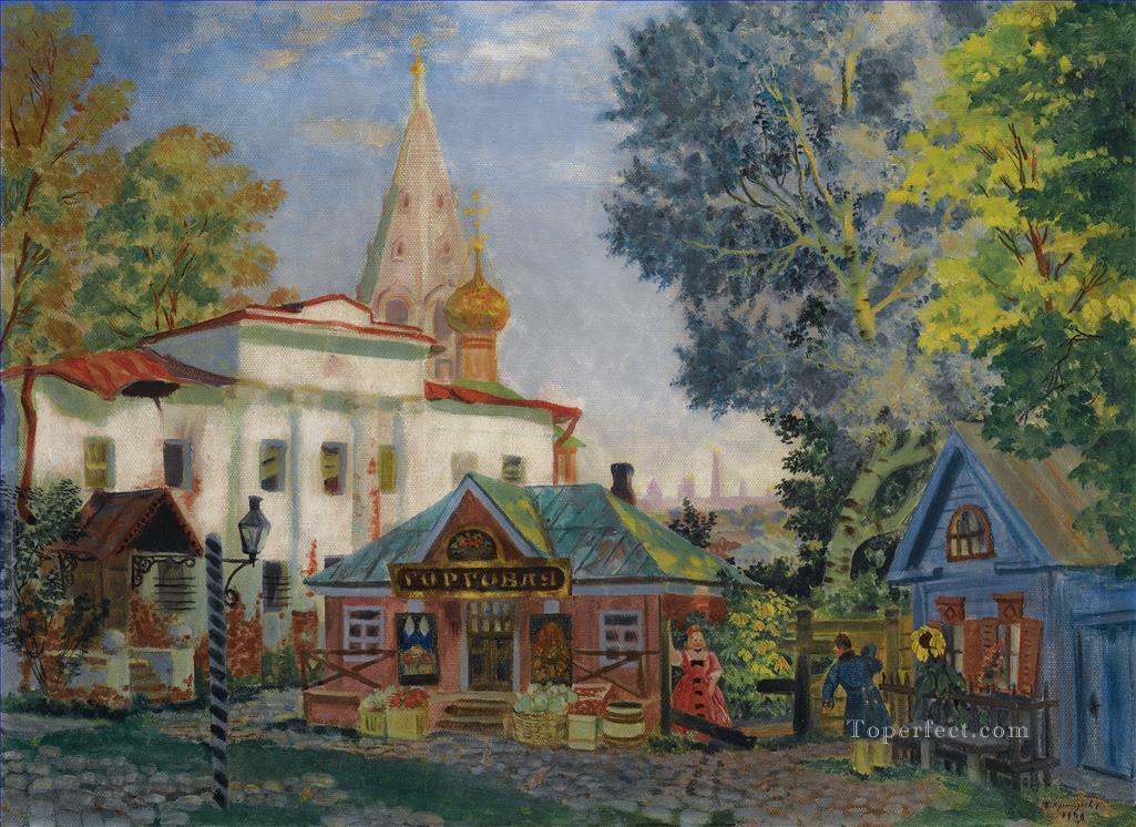 地方で ボリス・ミハイロヴィチ・クストーディエフの街並み 都市の風景油絵